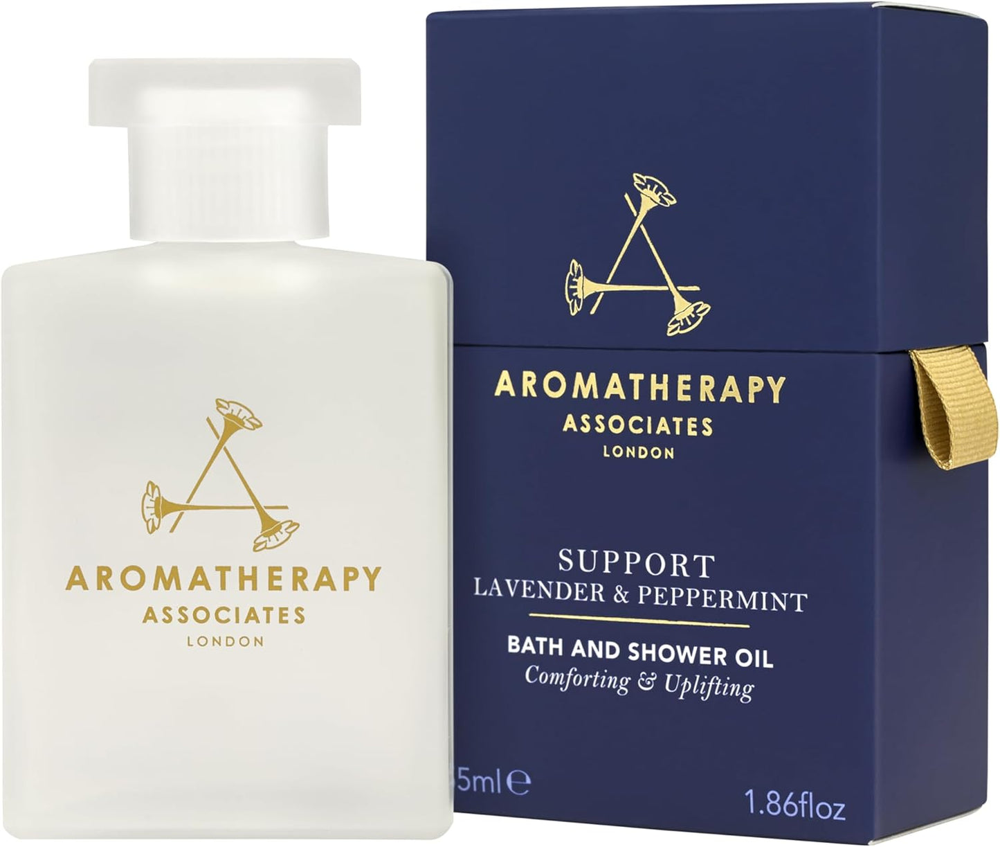 Aromatherapy Associates Support Equilibrium Bath and Shower Oil – Hydrating Oil with 3 Essential Oils to Uplift Mind, Body, and Spirit (1.86 oz)