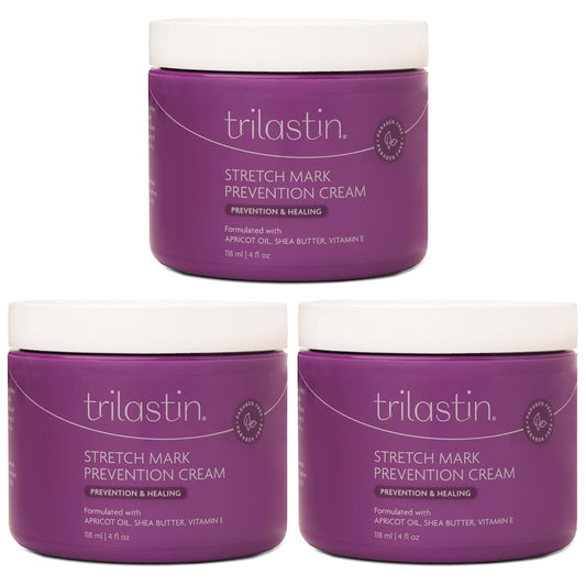 TriLASTIN Maternity Stretch Mark Cream - 4 oz, 3-Pack - Hypoallergenic & Paraben Free Silicone Scar Cream With Shea Butter - Pregnancy Skin Care & Stretch Mark Prevention