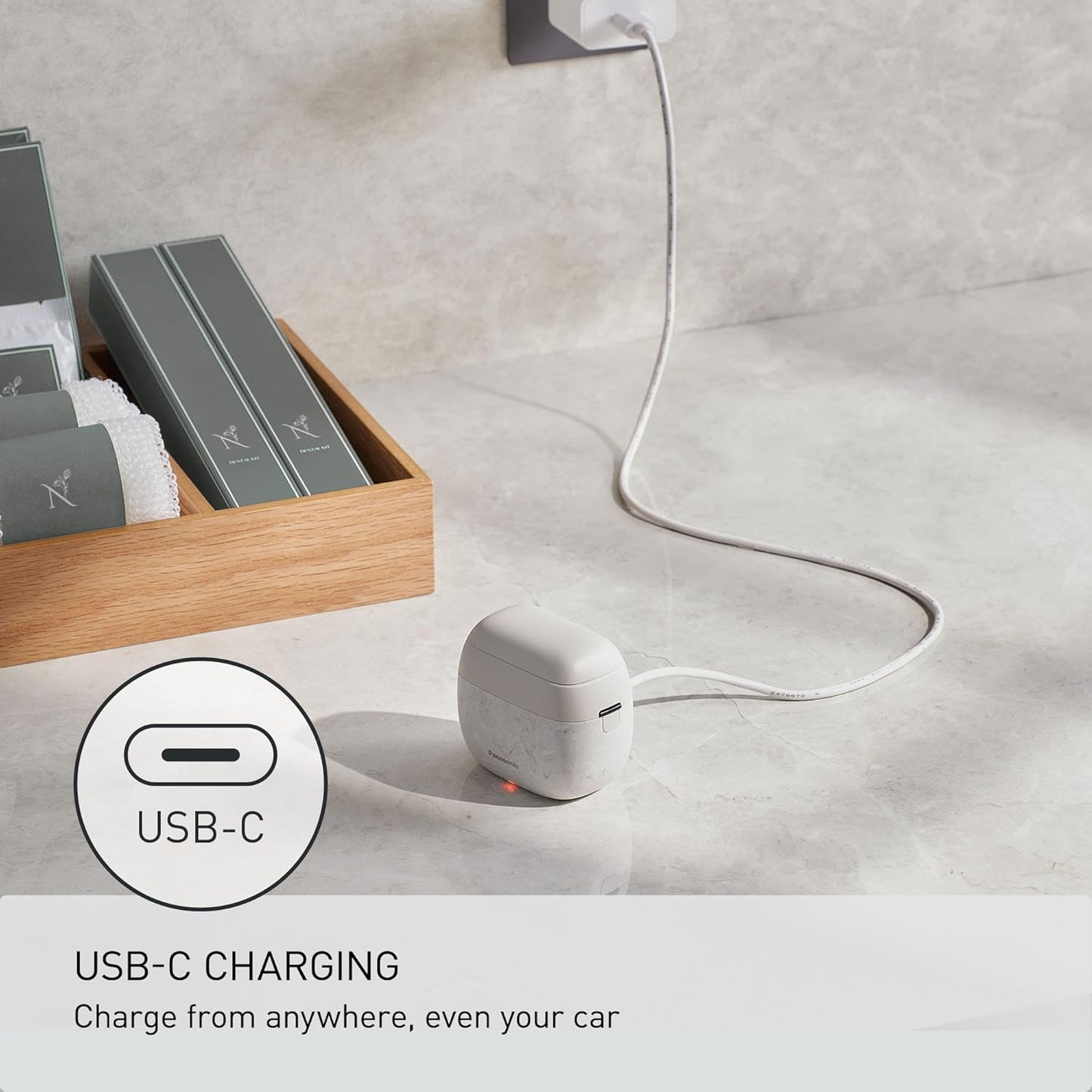 Panasonic ARC5 Palm-Sized Foil Shaver for Men, Powerful Travel Electric Razor, USB-C Charge Wet/Dry, Easy Clean Luxury Japanese 5-Blade, Smooth & Precise Cut w/Smart Sensor (Natural Sea Stone)