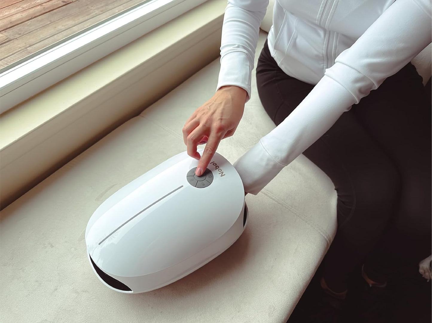 Nobol Cordless Hand Massager UltraPod AirTouch with Heat, Compression, Roller Kneading, and Fan Cooling for Arthritis, Carpal Tunnel, and Finger Numbness Relief (Pink)