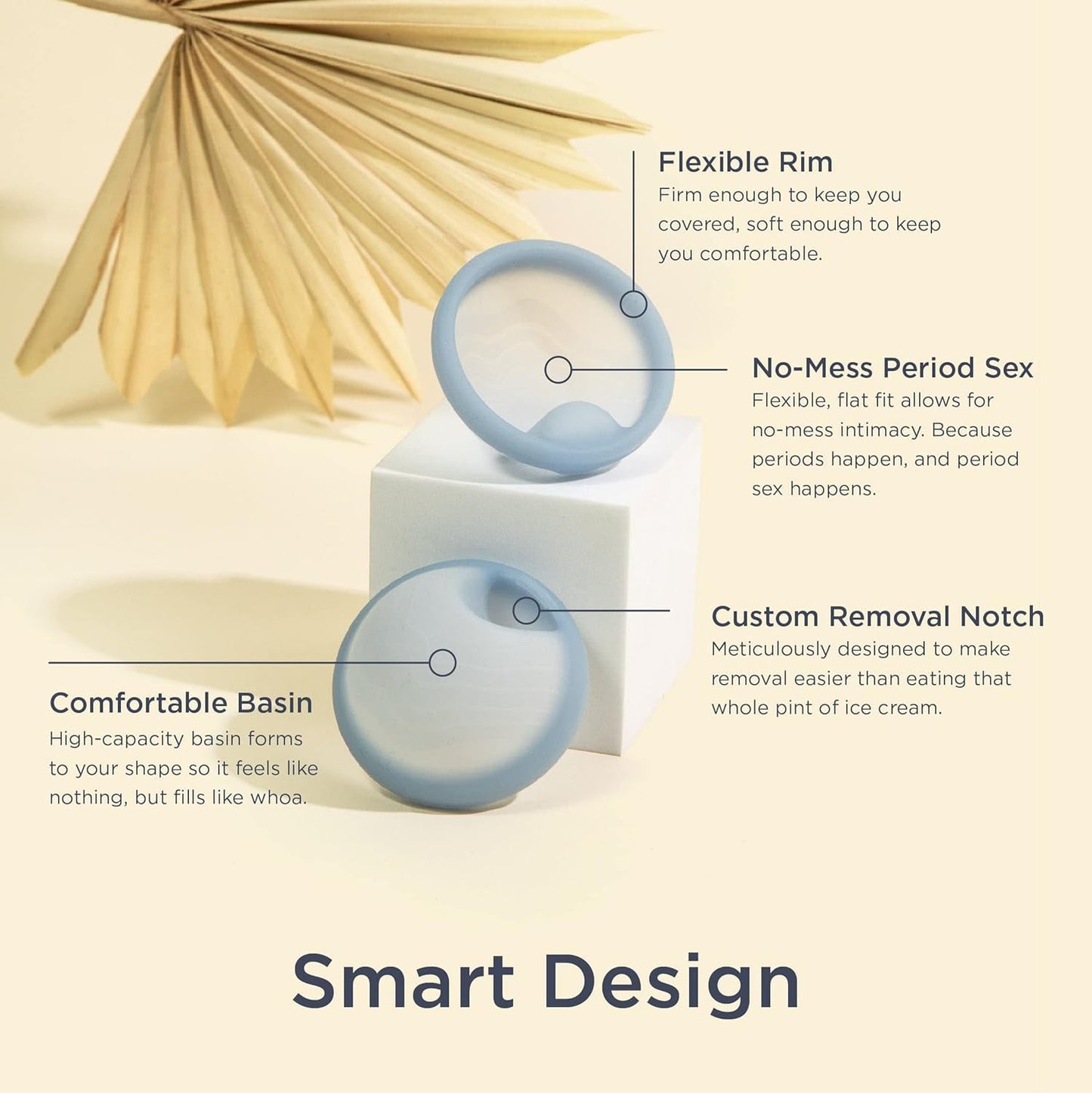 Saalt Menstrual Disc - Soft, Flexible, Reusable Medical-Grade Silicone - Wear 12 Hours - Removal Notch - Two Sizes - Menstrual Cup or Tampon Alternative - Made in USA - Lasts 10 Years (Blue, Regular)