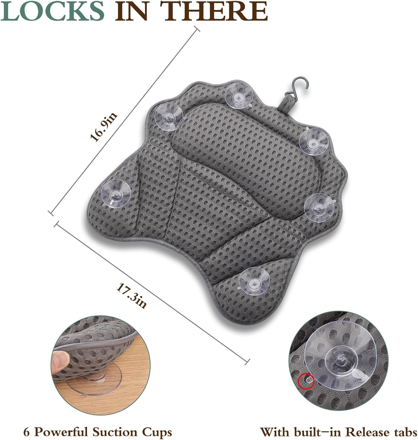 Bath Pillow RUVINCE Ergonomic Luxury Bathtub Pillow with Head,Neck, Shoulder and Back Support, 4D Bath Pillows for tub with 6 Powerful Suction Cups, Fits All Bathtub