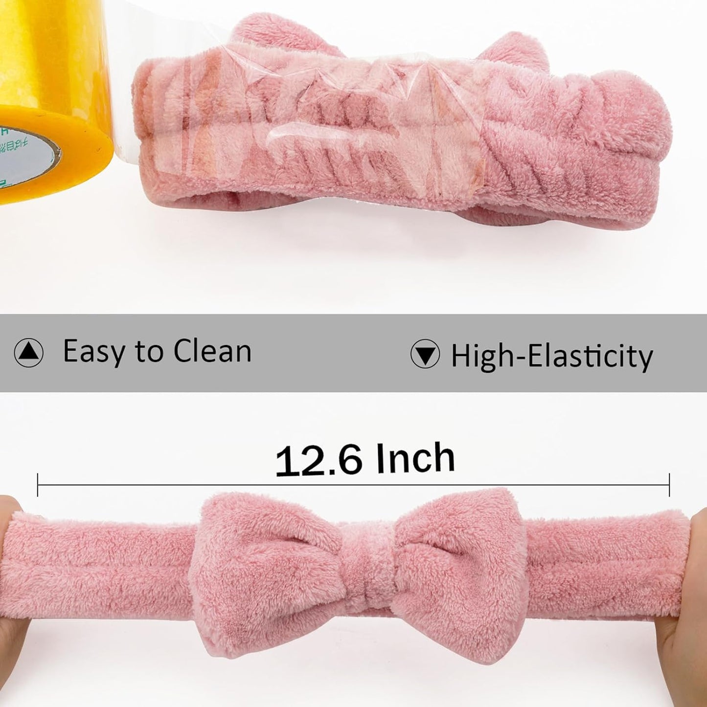 Ondder Spa Headband for Washing Face 8 Pack Dark Pink Skincare Headbands for Women Girls Terry Cloth Cute Bow Head Bands