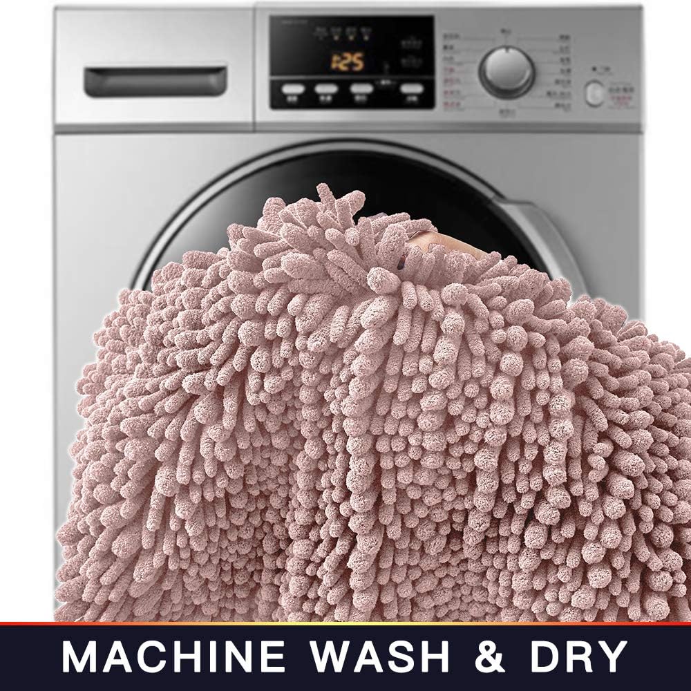 Walensee Bathroom Rug Non Slip Bath Mat (36x24 Inch Dusty Pink) Water Absorbent Super Soft Shaggy Chenille Machine Washable Dry Extra Thick Perfect Absorbant Best Large Plush Carpet for Shower Floor