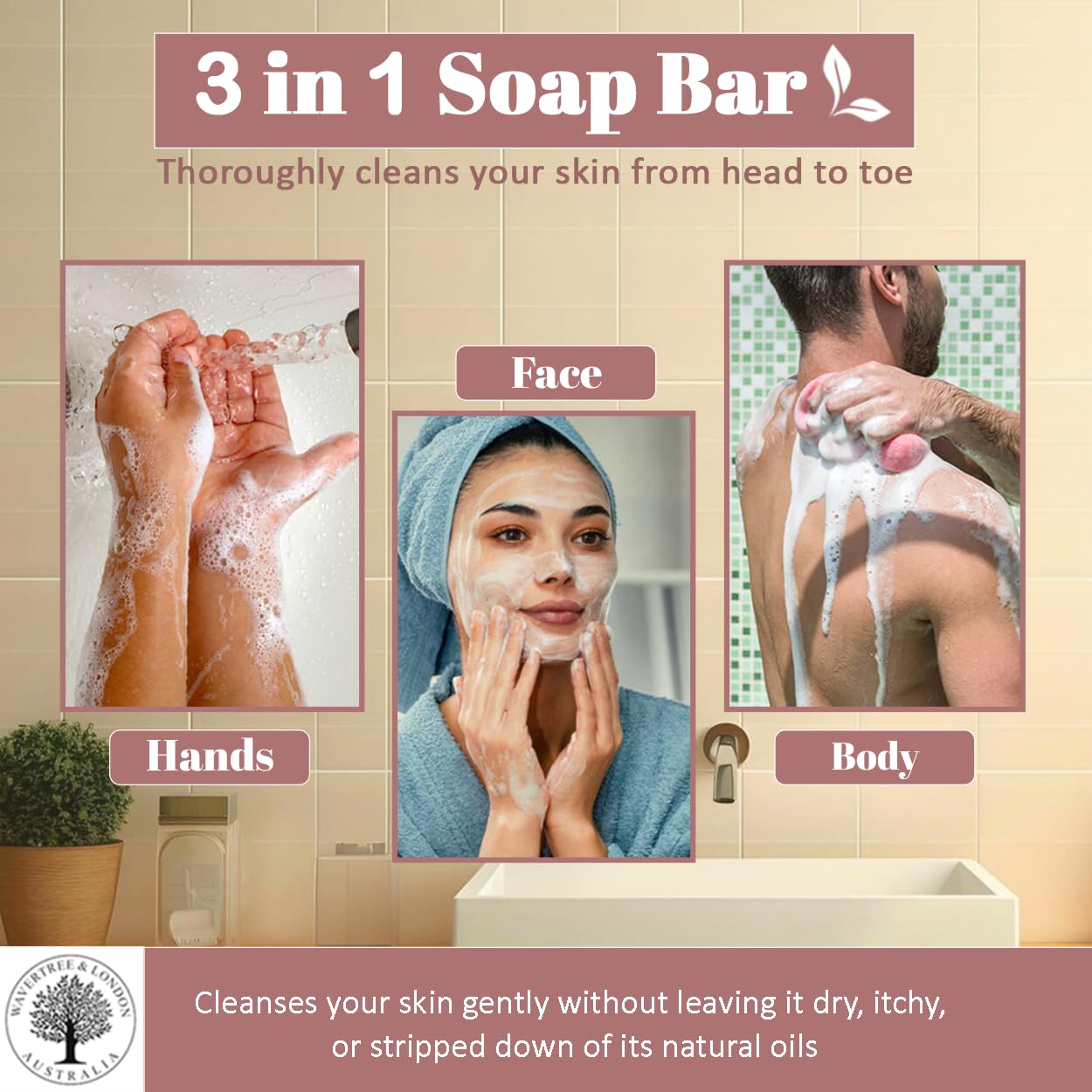 Wavertree & London English Rose Scented Natural Soap Bars for Women & Men (8 x 7oz) – Moisturizing Triple-Milled Soap Bars Enriched with Shea Butter – Plant-Based Bath & Body Bar for All Skin Types