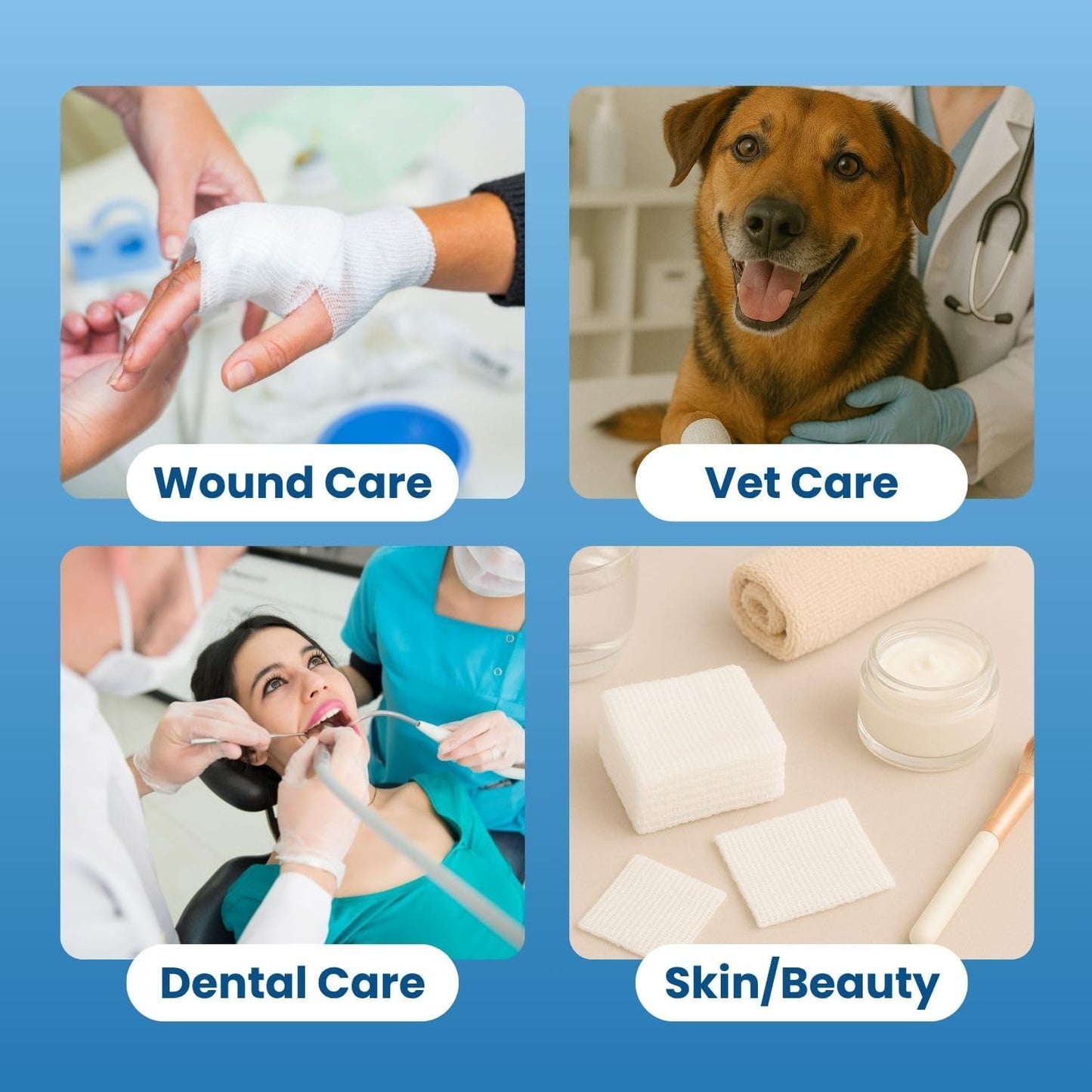 HCS Bulk Non-Woven Gauze Sponges 4x4 - Non-Sterile, 4-Ply (2000-Count) - Highly Absorbent, Low-Linting Squares - 4x4 Gauze Pads, Large - Medical Supplies, Wound Care, First Aid, Surgical Use, Dental