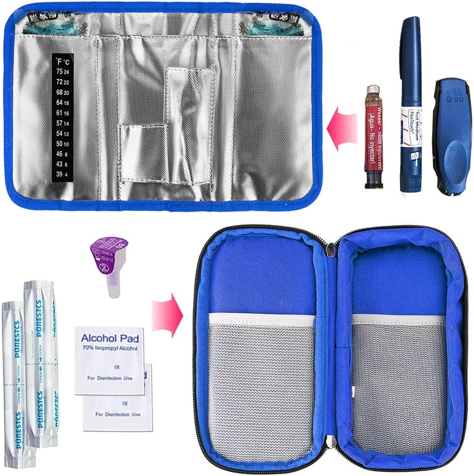 YOUSHARES Insulin Cooler Travel Case - Medication Diabetic Insulated Organizer Portable Cooling Bag for Insulin Pen and Diabetic Supplies with 2 Cooler Ice Pack