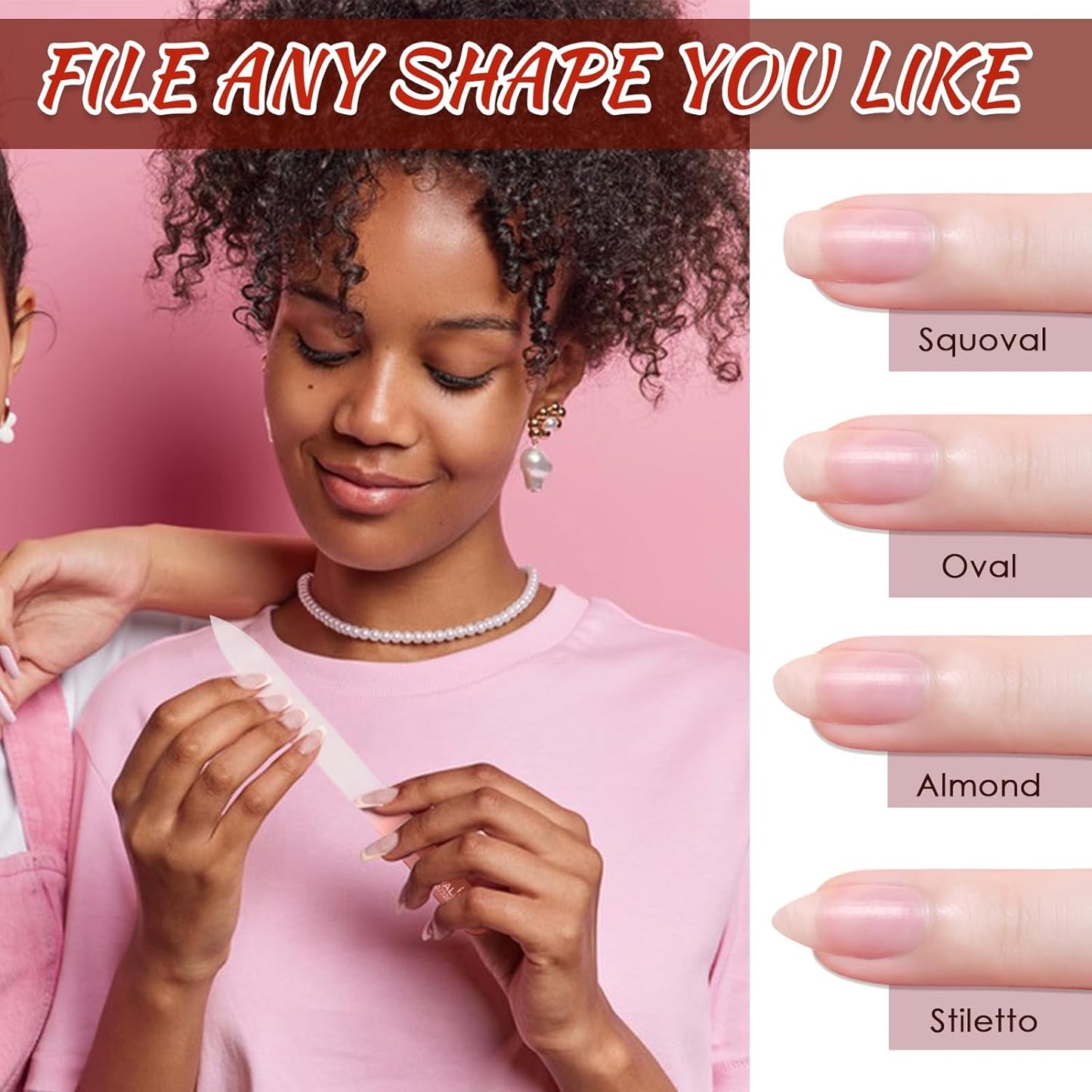 CANVALITE Glass Nail Files for Natural Nails - Double Sided 180/320 Grit Crystal Glass File with Case, Gentle Emery Boards for Damaged Nails, Stocking Stuffers for Women (Rose Gold)