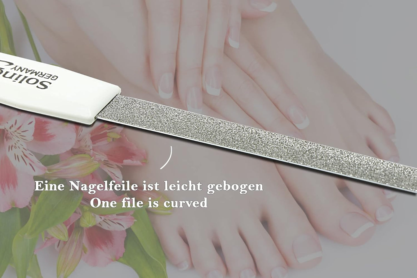 SMI 5 Pcs Solingen Germany Sapphire Metal Nail File Set + 1 Curved File - Fine and Coarse Nail Files - Double Sided Professional Manicure Pedicure Kit Best Nail File for Fingernail Toenail Care