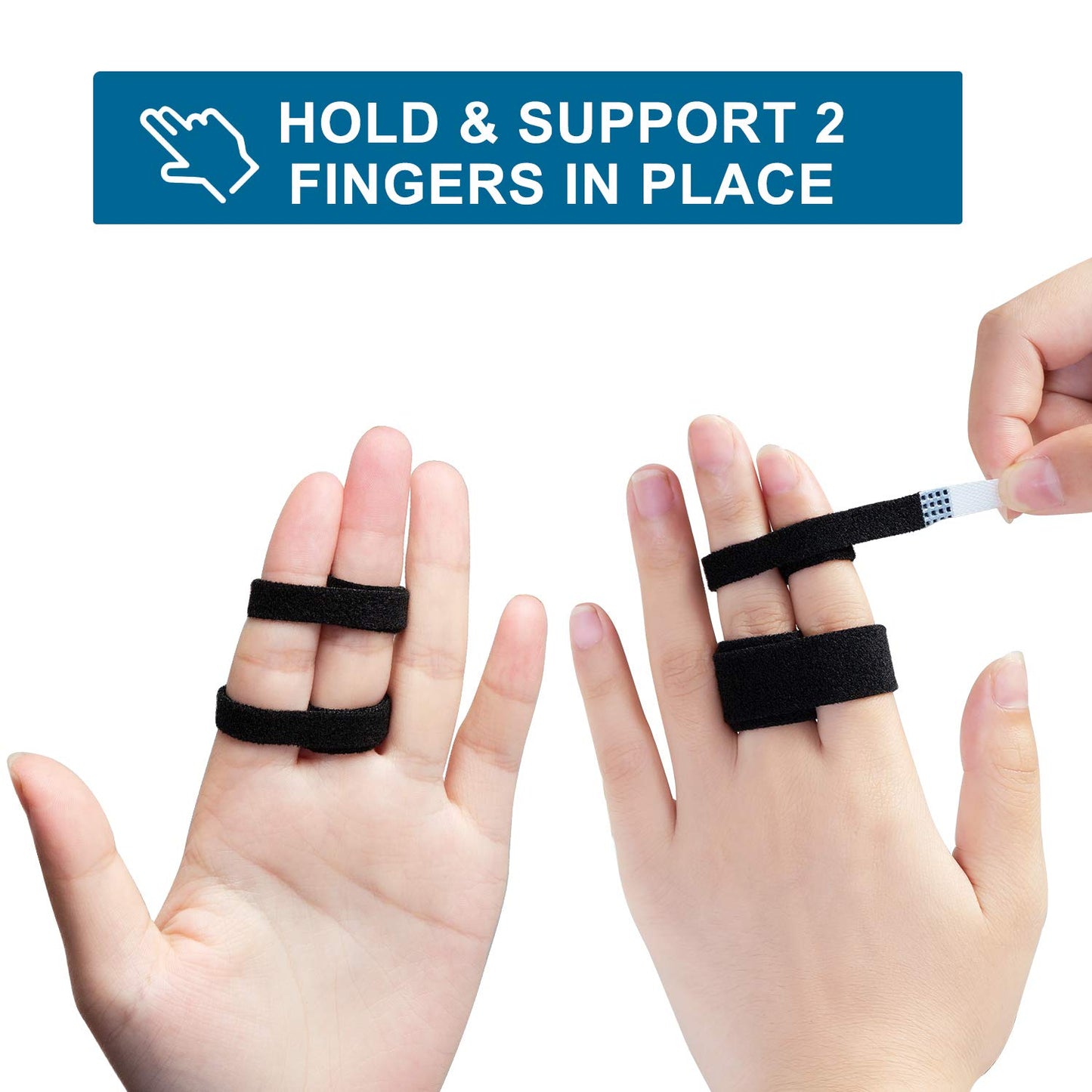 Sumifun Buddy Finger Wraps, Pack of 10 Finger Tapes for Broken, Sprained, Fractured Finger, Finger Straps for Jammed, Swollen, Dislocated Joint (Black)