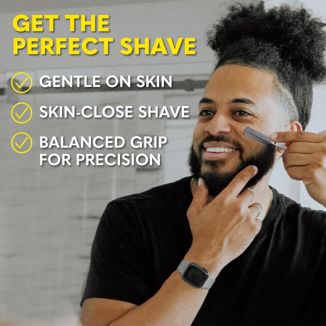 Beard Club Straight Razor for Men & Premium Shaving Gel for Men – Hydrating Mens Shave Cream for Sensitive Skin & Navajas Para Barbero - Barber Straight Edge Razor Kit, 5 Blades, Cedar Scent Gift Kit
