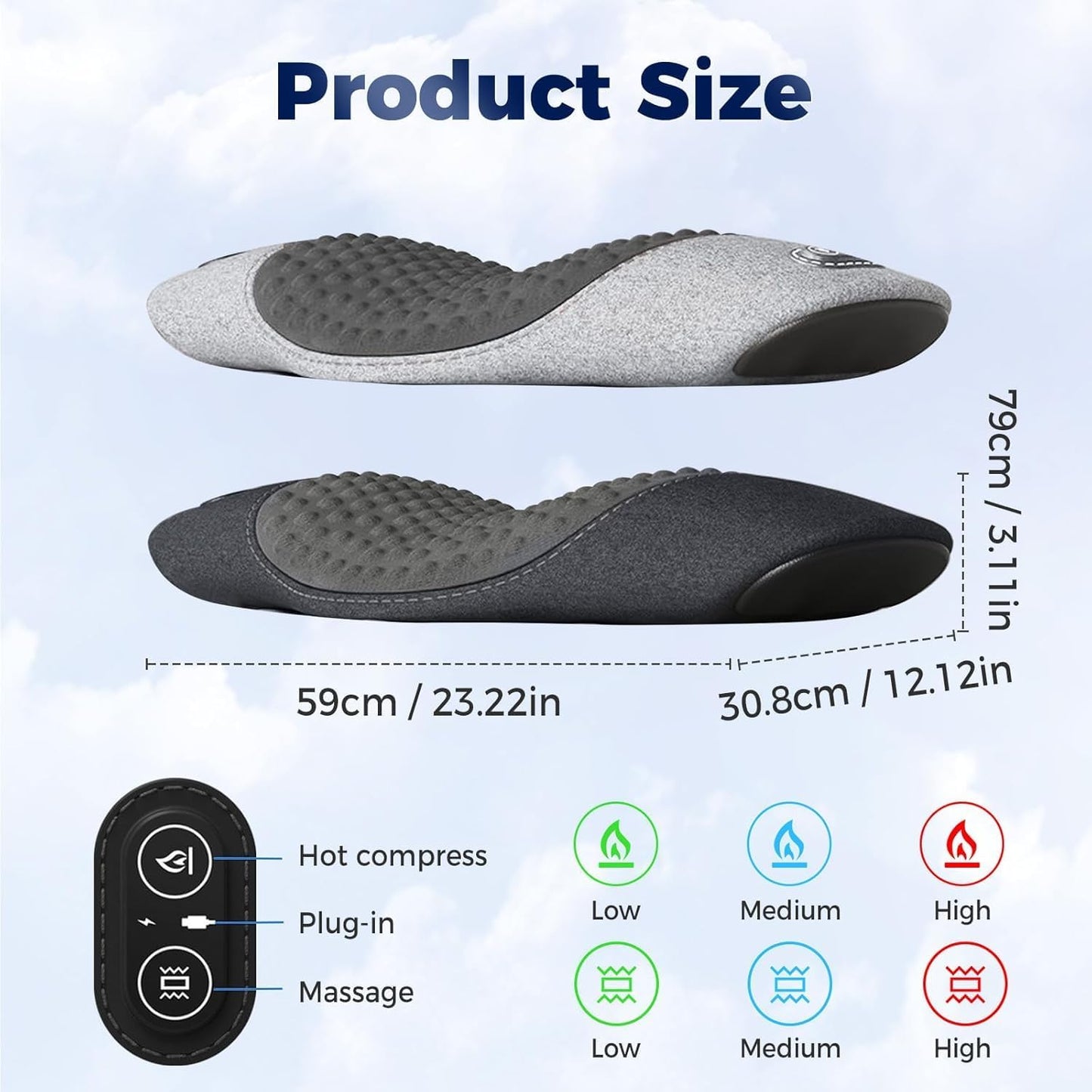 Triple Fusion Back Massager, 3-in-1 Back Massager with Traction Lifting, Electric Fusion Massager with Lifting and Vibration Massage and Heat Compress Against Pain (Black A)