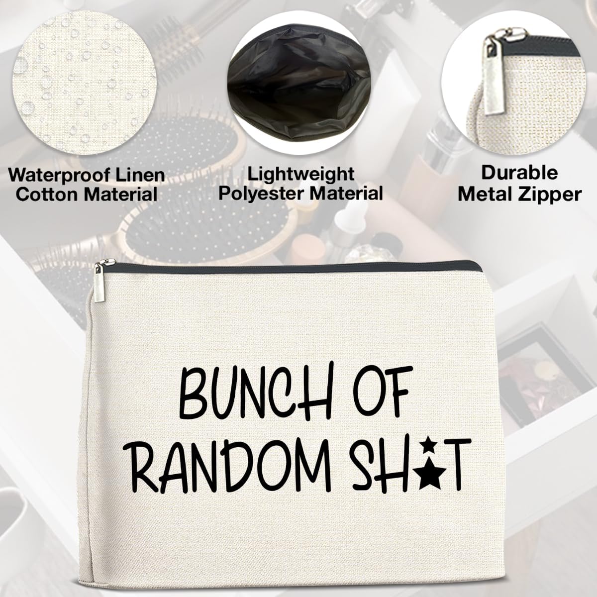 Humorous Bunch of Random Makeup Bag Gifts for Women Humor Cosmetic Bag Zipper Pouch Travel