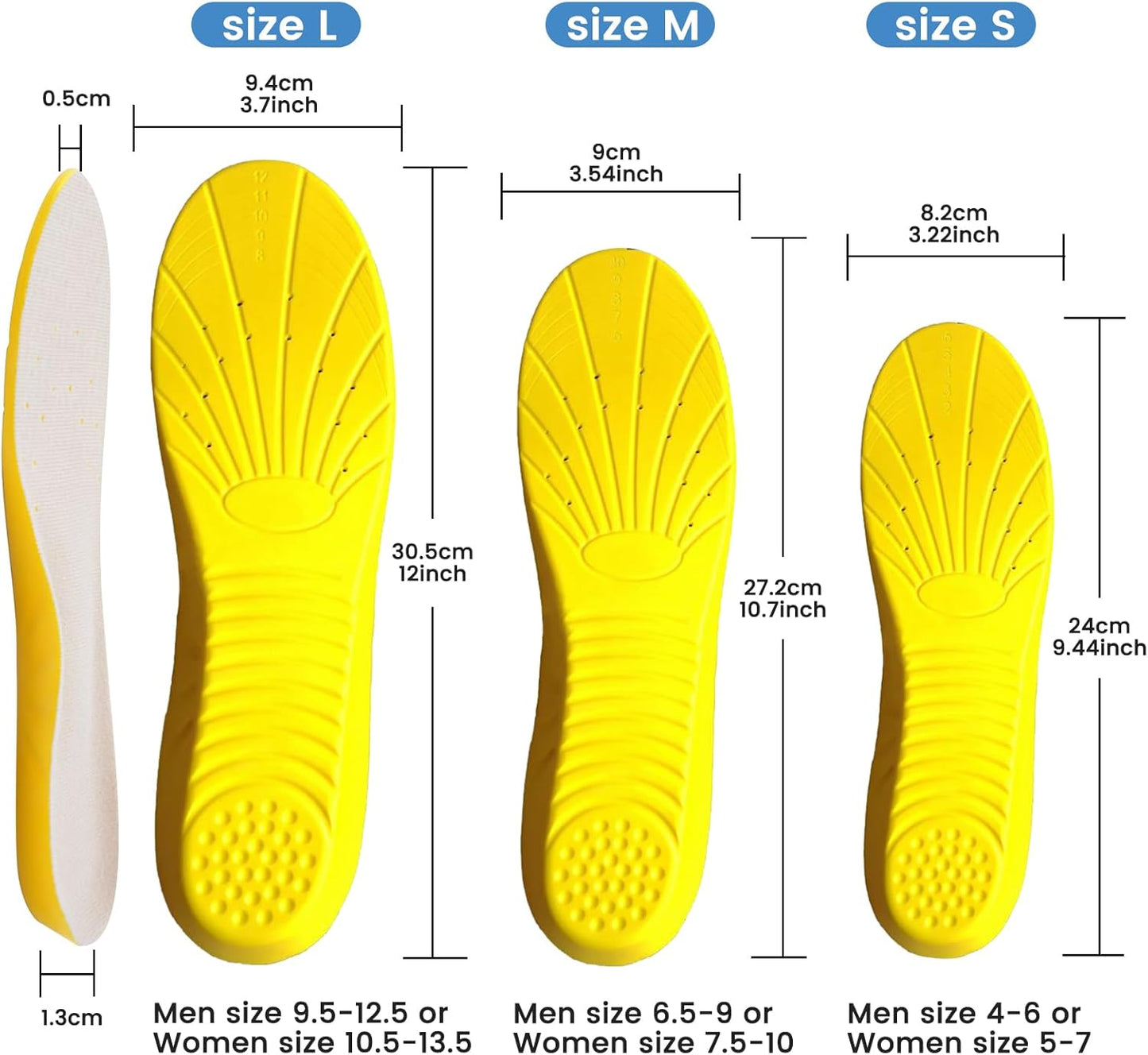 Shoe Insoles, Memory Foam Insoles, Providing Excellent Shock Absorption and Cushioning for Feet Relief, Comfortable Insoles for Men and Women for Everyday Use, M [US M: 6.5-9/W: 7.5-10]