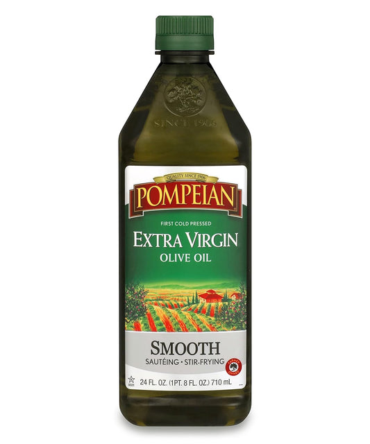 Pompeian Smooth Extra Virgin Olive Oil, Contains Polyphenols, First Cold Pressed, 24 Fl Oz