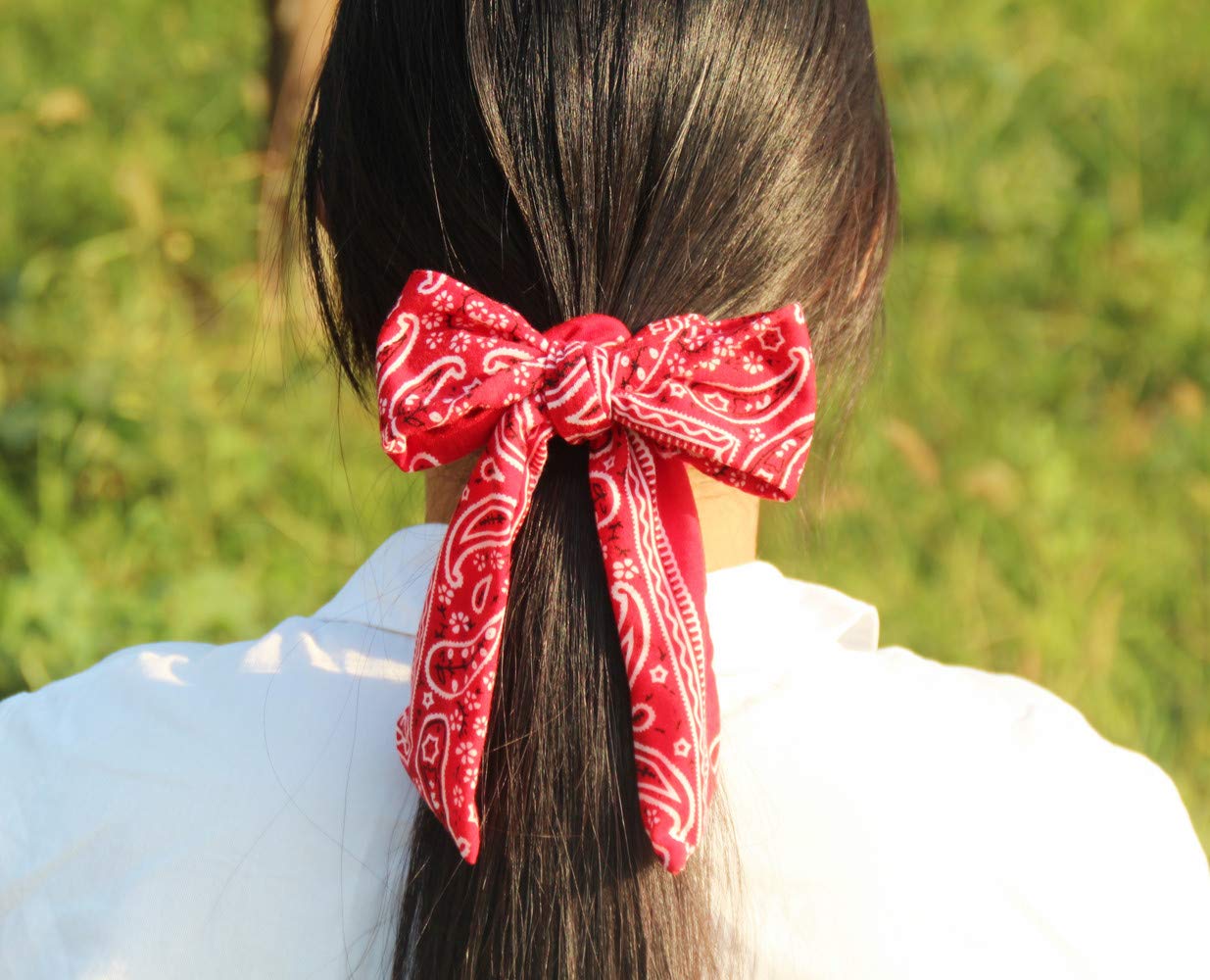 Paisley Hair Scrunchies with Bow Hair Scarves Scrunchy Ponytail Holder Elastics Hair Bands Ribbon Hair Tie for Women Girls with 6PCS