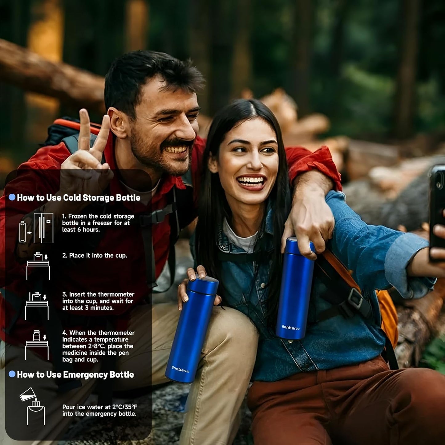 EnnbeRuu 60H Insulin Cooler Travel Case for Pens, Portable Medication Cooler for Travelling, TSA Approved Diabetes Care Carry Case Kit, Refrigerated Medicine Cooler Bag Ice Gel Pack