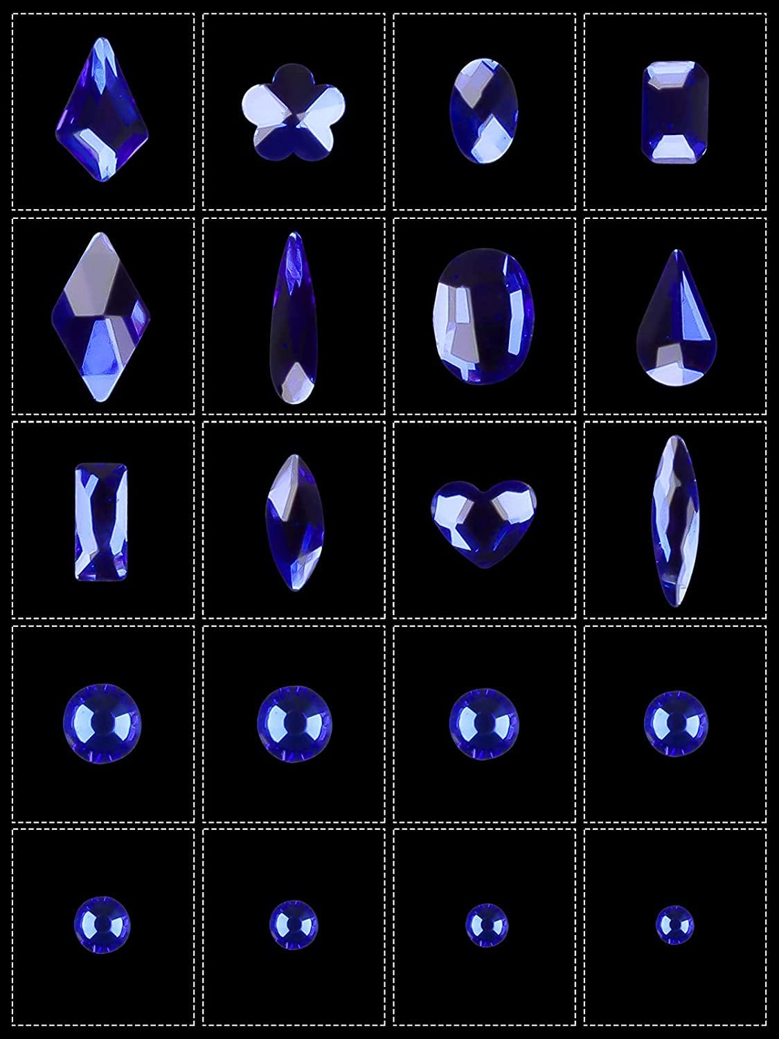 3100Pcs Nail Gems Rhinestones EBANKU Blue Nail Art Crystal Rhinestones Kit for Nails Mixed Shape Nail Jewels Beads with Rhinestone Picker Dotting Pen Tweezers