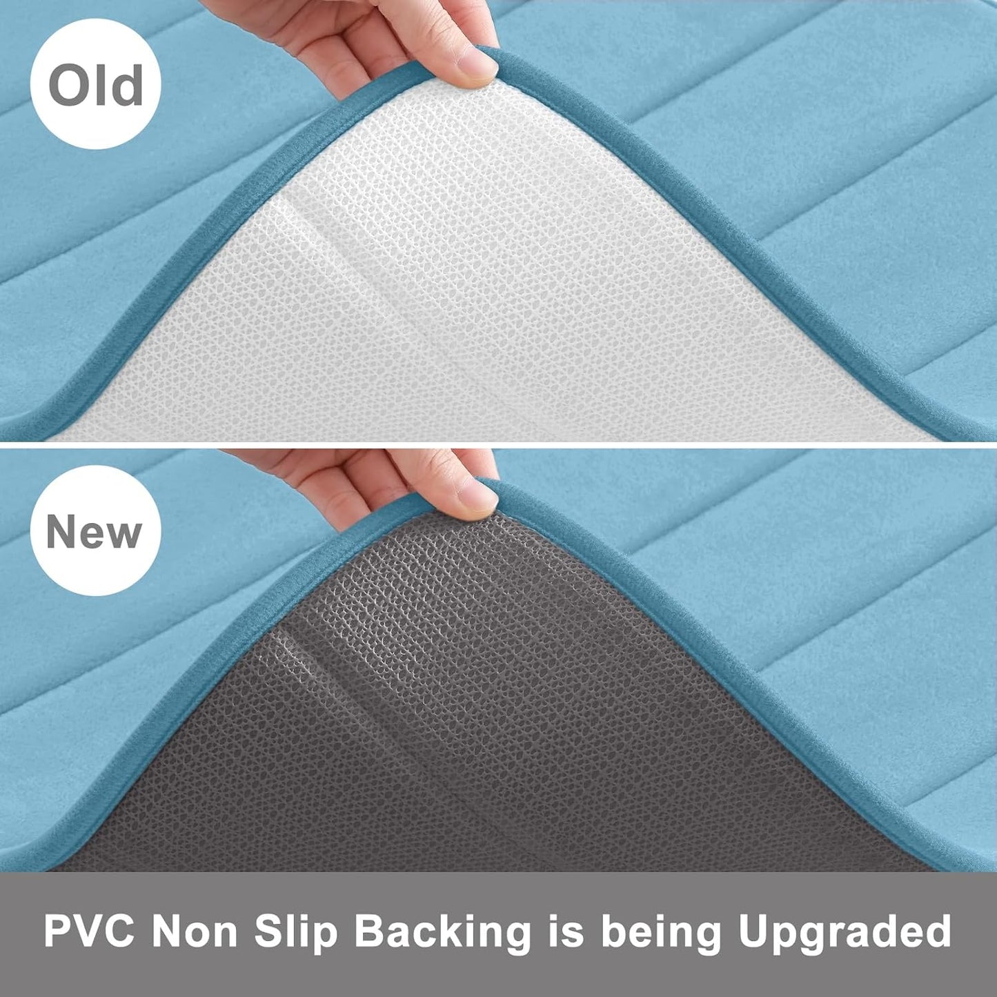 Buganda Memory Foam Bath Mat, 24" x 16", Ultra Soft and Non-Slip Bathroom Rugs, Water Absorbent and Machine Washable Bath Rug for Bathroom, Shower, and Tub, Blue