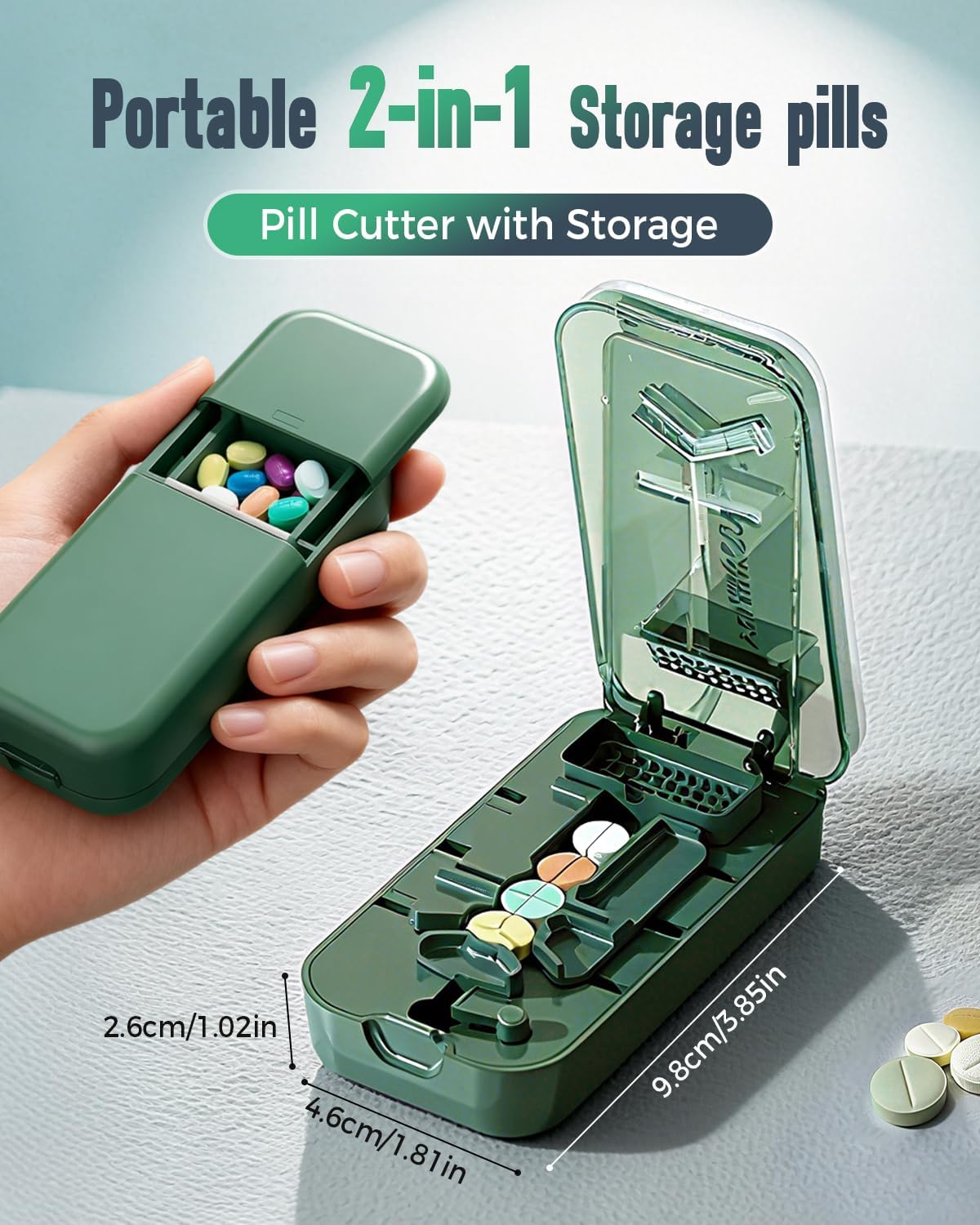 Pill Cutter Splitter for Small and Large Pills, 2026 Upgraded Portable Pill Cutter 1/4, 1/2 and 1/3 for Multiple Splitter Pills, Professional Pillss Cutting and Crusher with Storage Device (White)