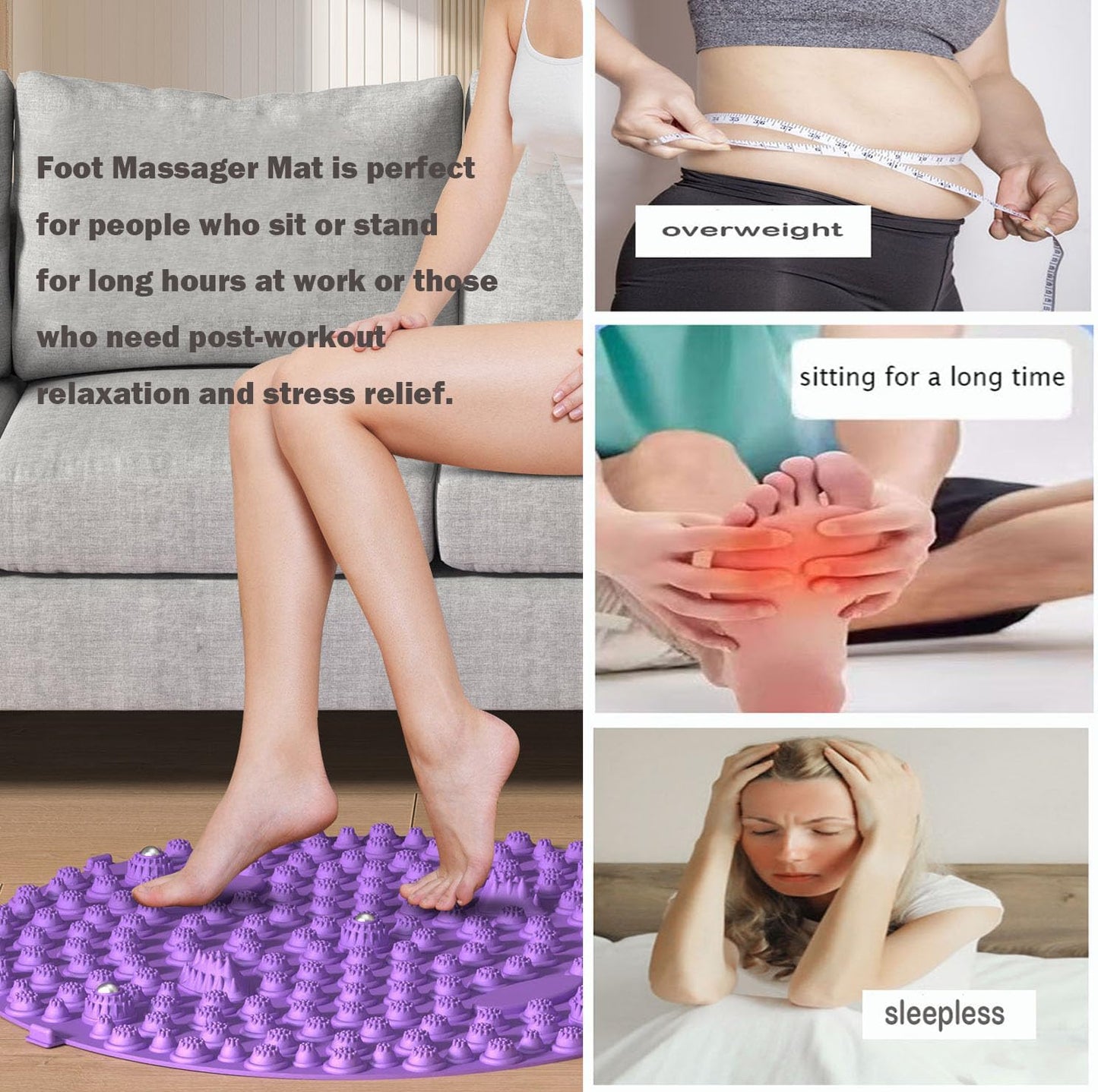 Acupressure Mat for Feet Large 22-inch Foot Massager Mat Reflexology Foot Pressure Point Pad with Magnetic, Anti Fatigue Office Standing Mat, Relief Foot Pain for Elderly Students and Office Workers