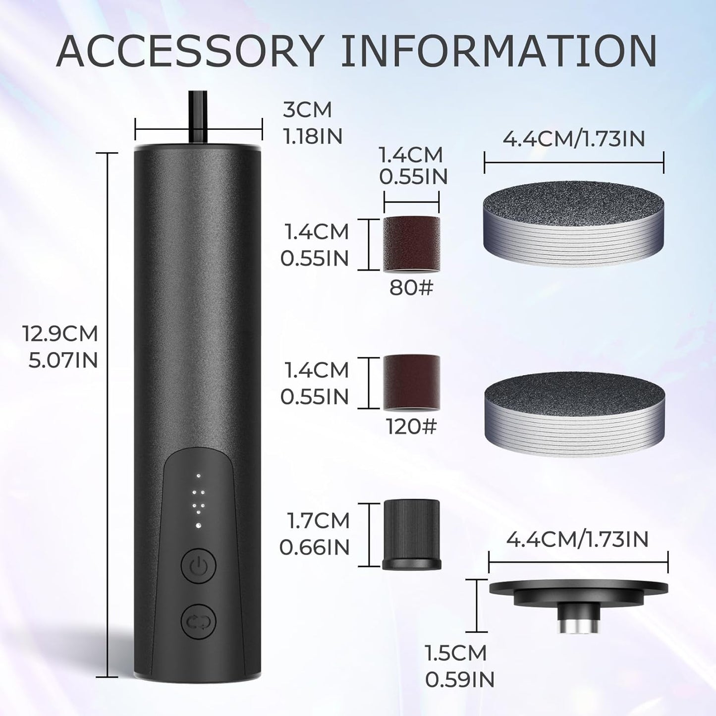 krofaue Electric Callus Remover Kit - USB Rechargeable 2 in 1 Foot Scrubber & Dead Skin Remover - 6 Gears Electric Nail Buffer Set for Daily Care - Black