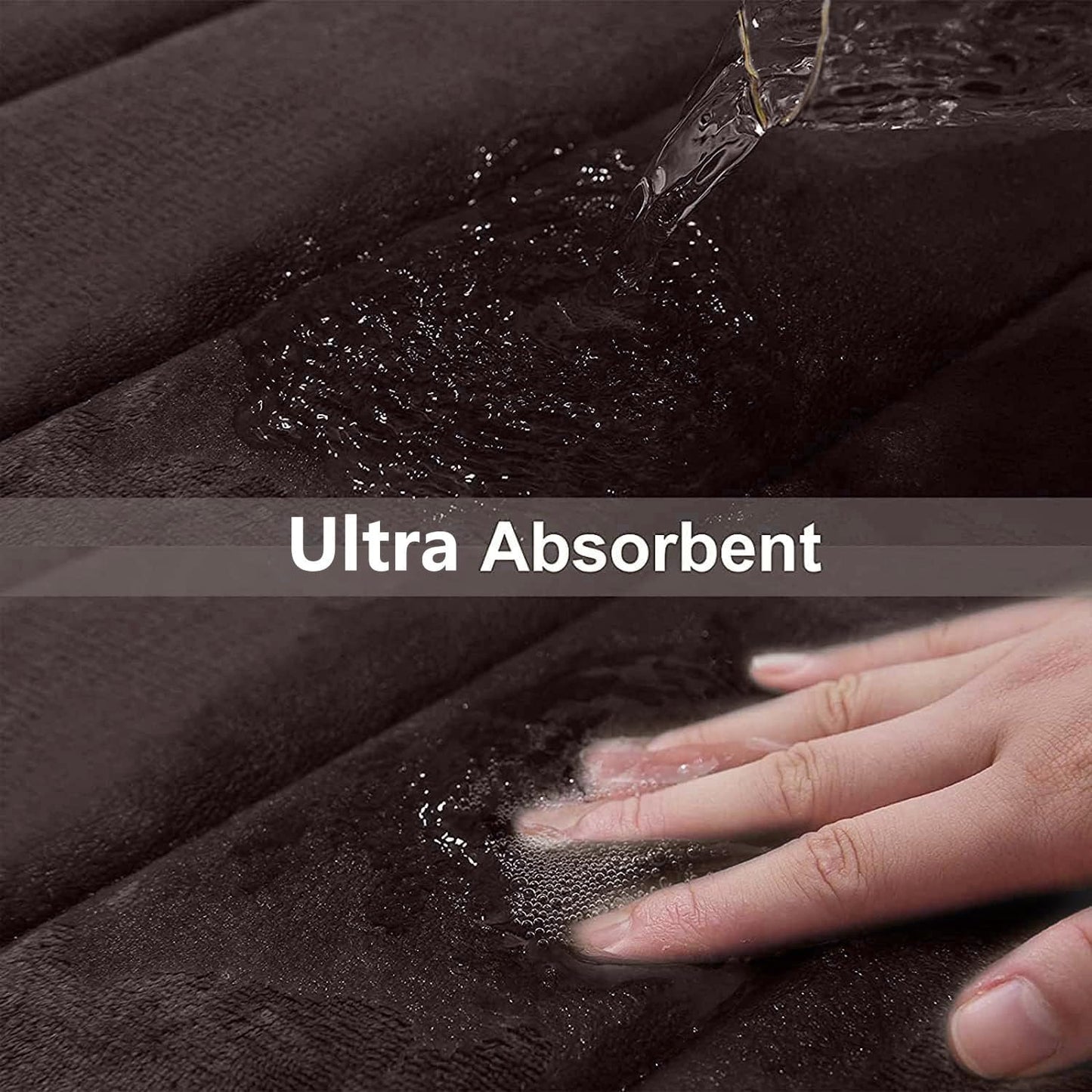 Buganda Memory Foam U-Shaped Contour Toilet Rugs, Non Slip Absorbent, Thick Soft Washable Bathroom Mat, Floor Carpet Bath Rugs Mat for Toilet Base (24" x 20", Brown)