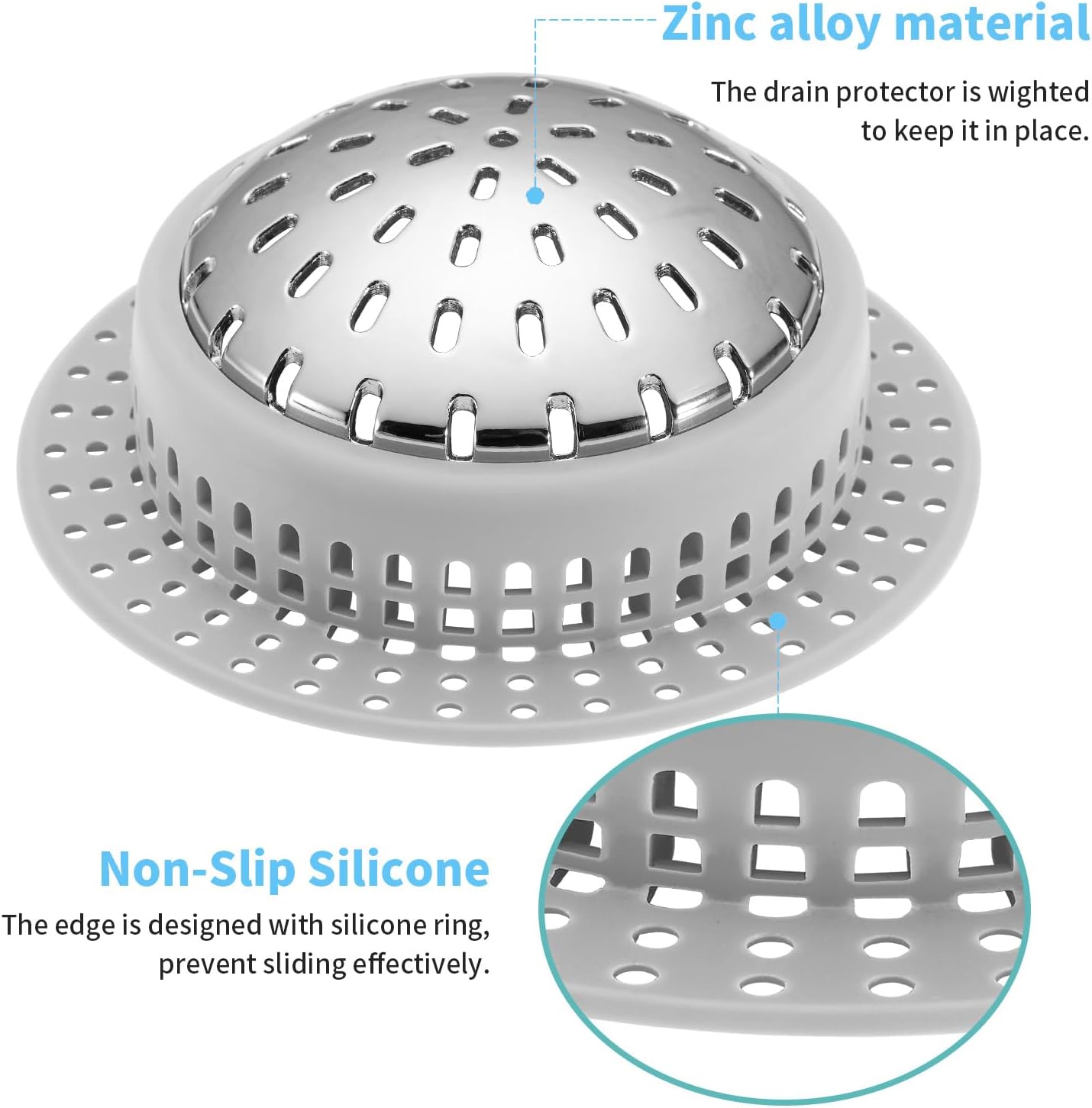 Shower Drain Hair Catcher, Shower Drain Cover, Bathtub Drain Hair Catcher for Pop-Up & Regular Drains