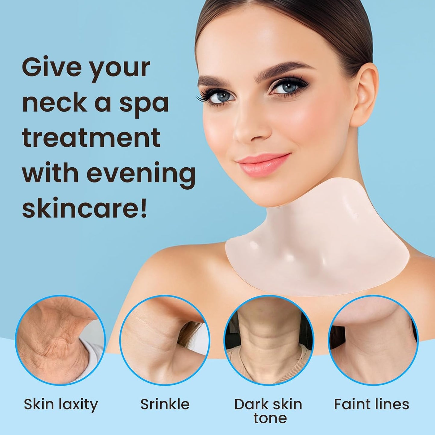 AUSLKA Neck Wrinkle Patches Moisturizing Hydrolyzed Collagen Mask, Neck Lifting Firming Pads for Tightening Skin 5 PCS, Collagen Masks for Looking Down Causes Wrinkles