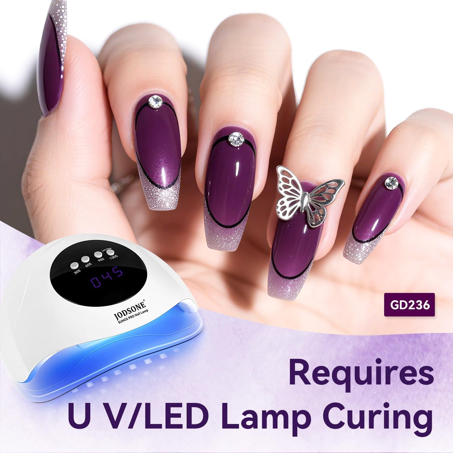 JODSONE Jelly Gel Nail Polish Set of 6 Colors Purple Set for Salon Manicures and DIY Nail Art at Home Need U V Cured Gift for Women