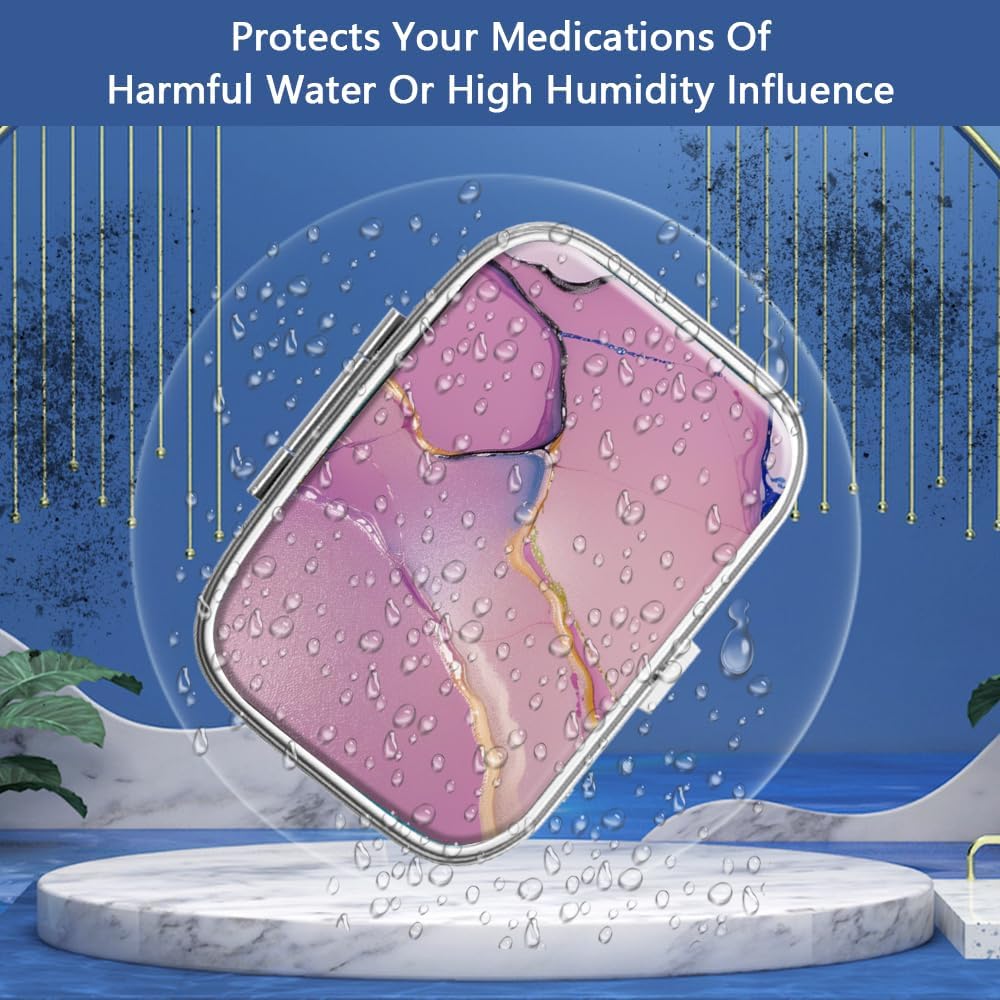 Pill Box 2 Compartment Small Pill Case,Portable for Pocket or Purse Pill Organizer Pill Container Holder to Hold Vitamins, Medication, Fish Oil and Supplements(2PCS)