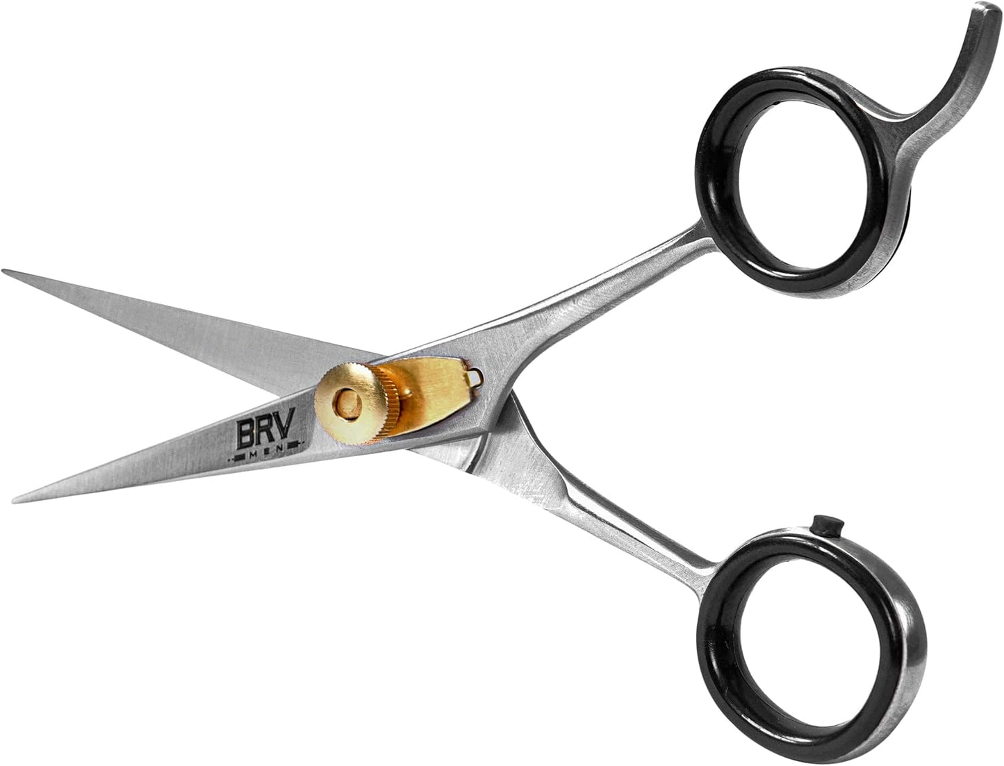 BRV MEN Beard & Mustache Scissors - 5" - High Carbon Stainless Steel - Razor Sharp Facial Hair Trimming Shears - RIGHT HANDED, Silver