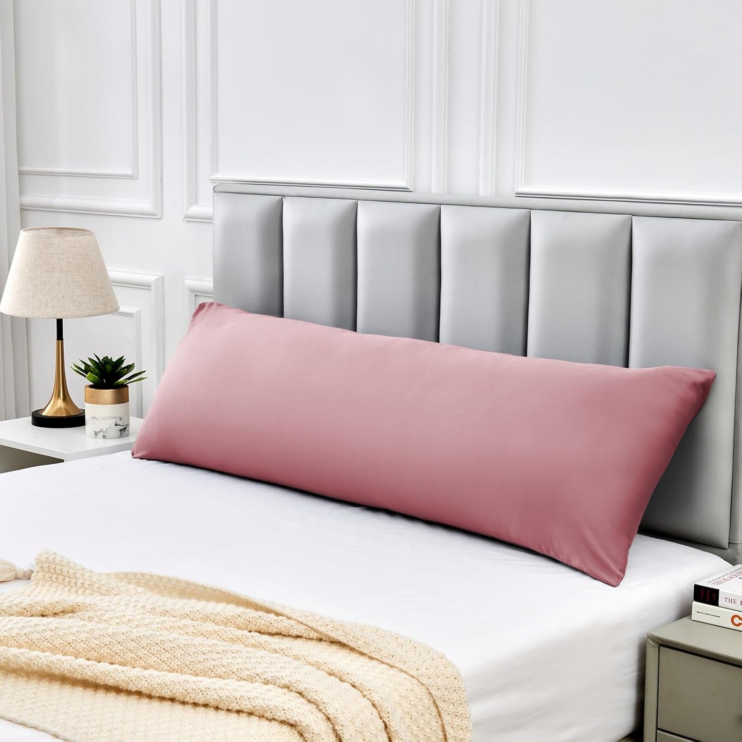 Warmstar Cotton Body Pillow Cover 1 Pack, 600 Thread Count Body Pillow case 20"x54", Long Body Pillow Case Cover Soft Breathable with Envelope Closure,Lotus Pink