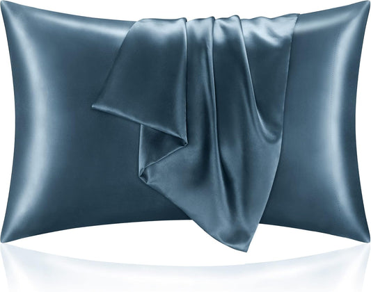 BEDELITE Satin Pillowcase for Hair and Skin, Super Soft and Cooling Similar to Silk Pillow Cases 2 Pack with Envelope Closure, Gift for Women Men(20"x30" Queen Size, Bluesteel)