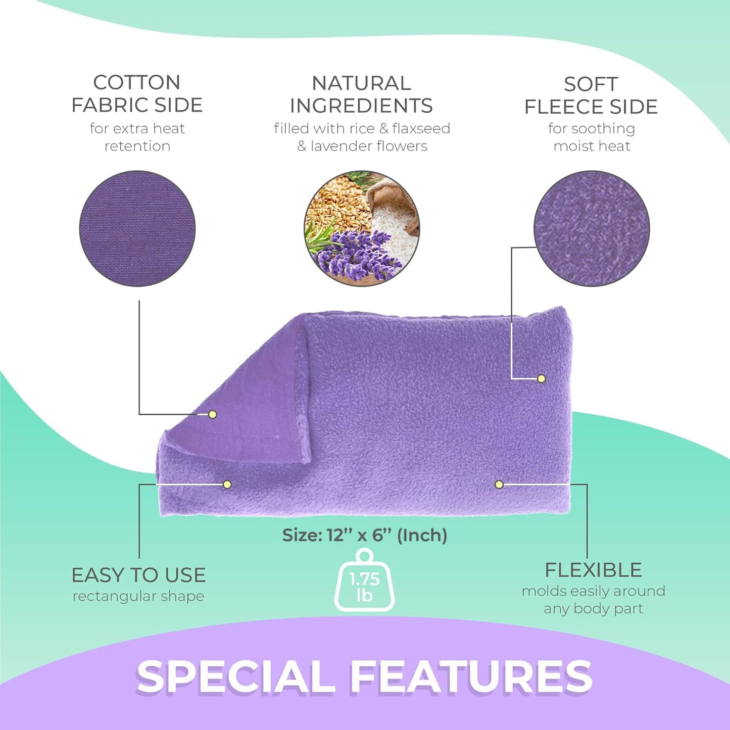 My Heating Pad Microwave Heating Pad - Moist Microwavable Heating Pads for Joints and Muscles Relief - Microwave Hot Pack Heat Pad for Cramps - Chilled or Heated Pad Therapy - Purple - Lavender Scent