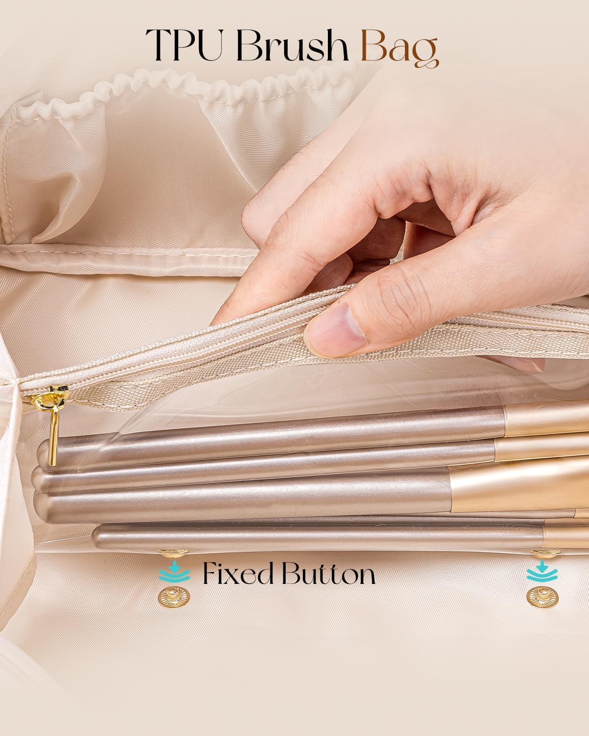 Vlando Makeup Bag,Large Capacity Travel Toiletry Bag,Cosmetic Bags for Women PU Leather Waterproof Portable Pouch with Divider & Handle-Apricot Pink