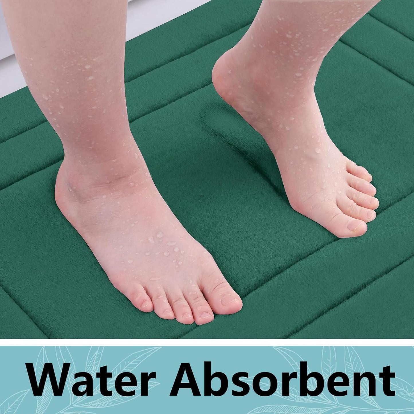 Arotive Memory Foam Bathroom Rug Mat 30x20, Ultra Soft and Absorbent Bath Mat, Machine Wash Dry, Comfortable Bath Rug Carpet for Bathroom Floor, Tub and Shower, Dark Green