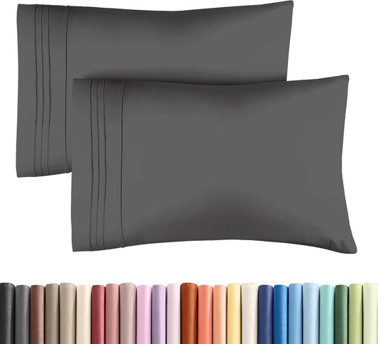 King Pillow Cases Set of 2 - Ultra Soft Hotel Quality Pillowcase Covers - Comfy, Cozy & Wrinkle Free - Shrinkage, Stain and Fade Resistant - Machine Washable Pillow Protectors - 2 Piece Set - Charcoal