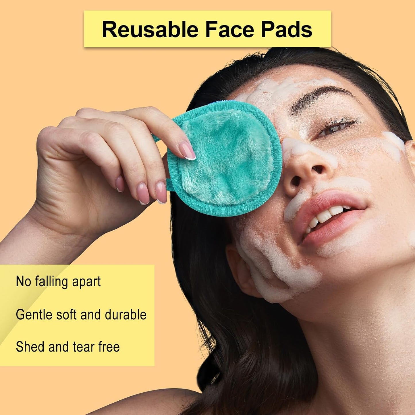 Nugilla 18 Packs Reusable Makeup Remover Pads with a Washable Laundry Bag, Resuable Microfiber Round Towel Skin Face Towels, Soft Makeup Remover Cloth, Fast Drying Washcloth (Grey/Green/White)