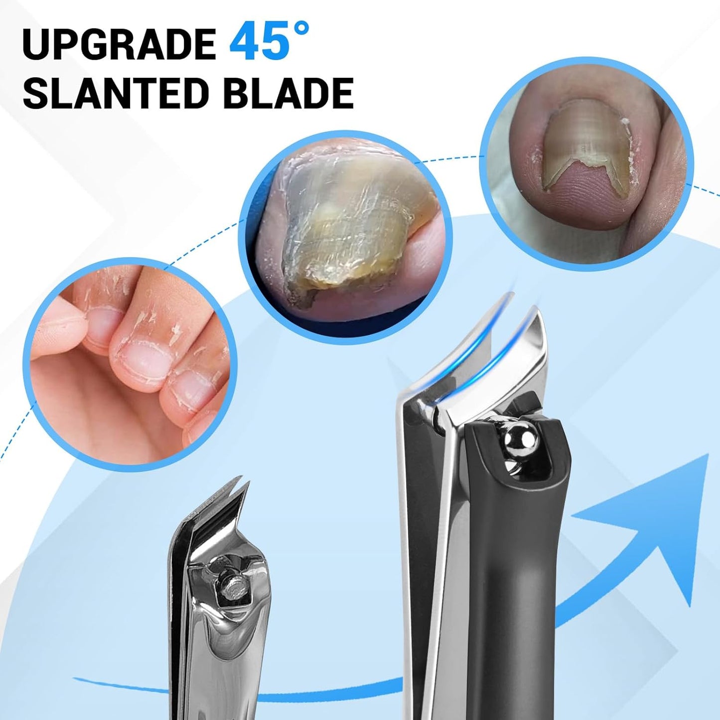 2025 Toenail Clippers for Seniors Thick Toenails, Angled Head Large Toe Nail Clippers for Thick Nails for Men, Heavy Duty Ingrown Toenail Clippers with Wide Jaw, Slanted Nail clippers with Long Handle