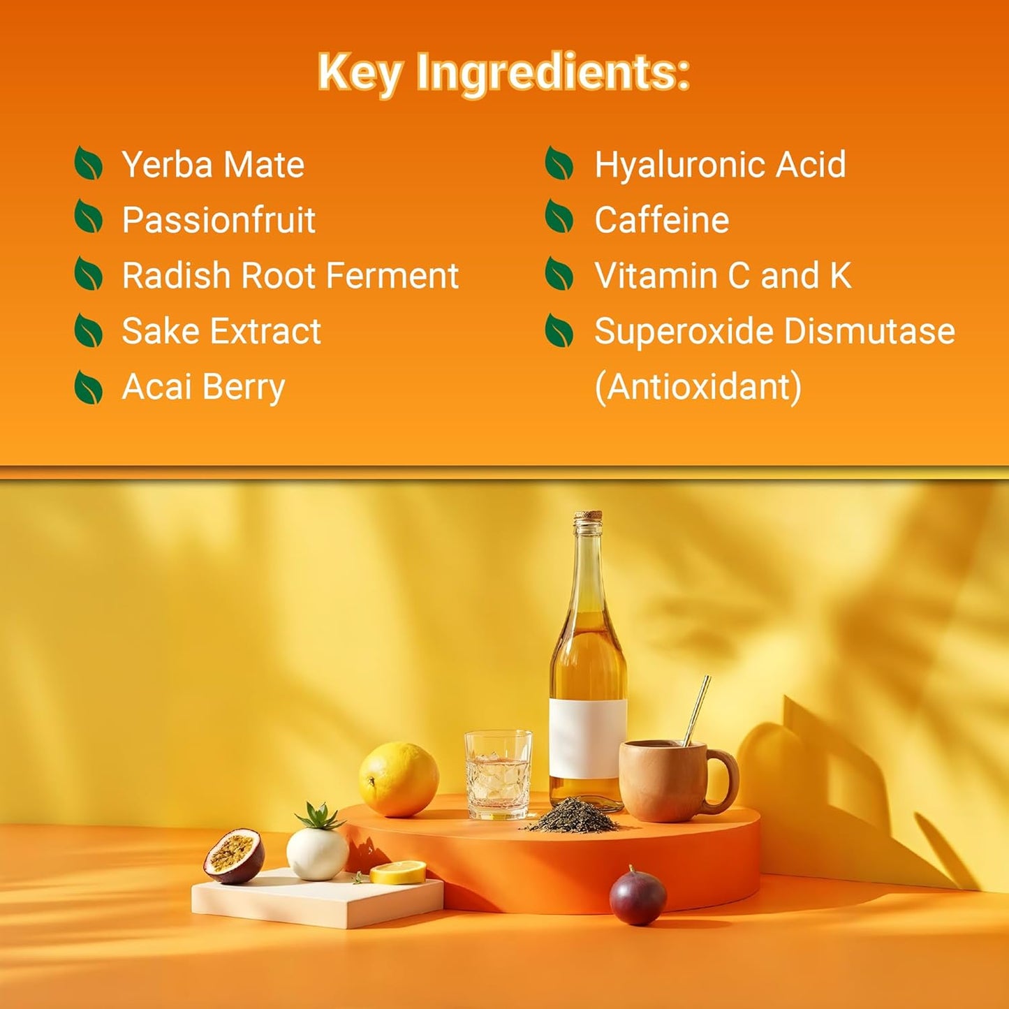 Caffeine Eye Cream – Yerba Glow Natural Under Eye Serum for Dark Circles, Puffiness & Fine Lines – Clean Hydrating Formula with Yerba Mate, Sake & Hyaluronic Acid