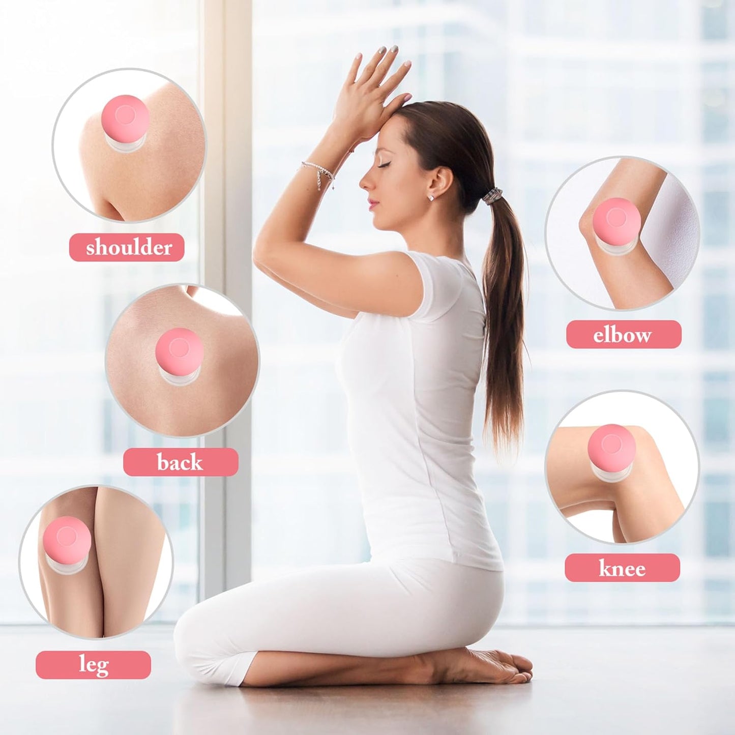 4 Pieces Glass Cupping Set Glass Silicone Cupping Cups Massage Vacuum Suction Cupping Cups for Body Face Leg Arm Back Shoulder Muscle and Joint Pain (Pink)