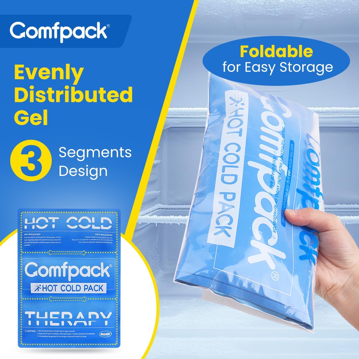 Large Ice Pack for Injuries Reusable, 11.2” x 14.7” Flexible Ice Pack for Full Body Relief, Soft Gel Cold Pack with Long Lasting Cold for Back, Knee, Relief for Chronic, Surgery, Swelling