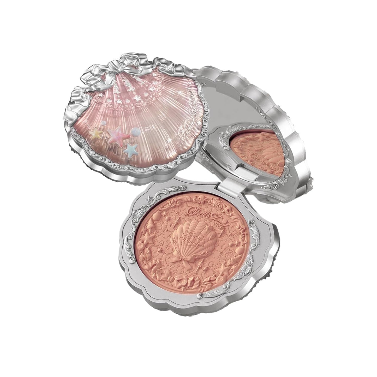 Flower Knows Shell's Jewel Silk Satin Blush,Powder Blush for Cheeks,Smooth Blendable Face makeup,Long-lasting Hydrating Formula,Nude Almond Latte (04 Beach Starfish)