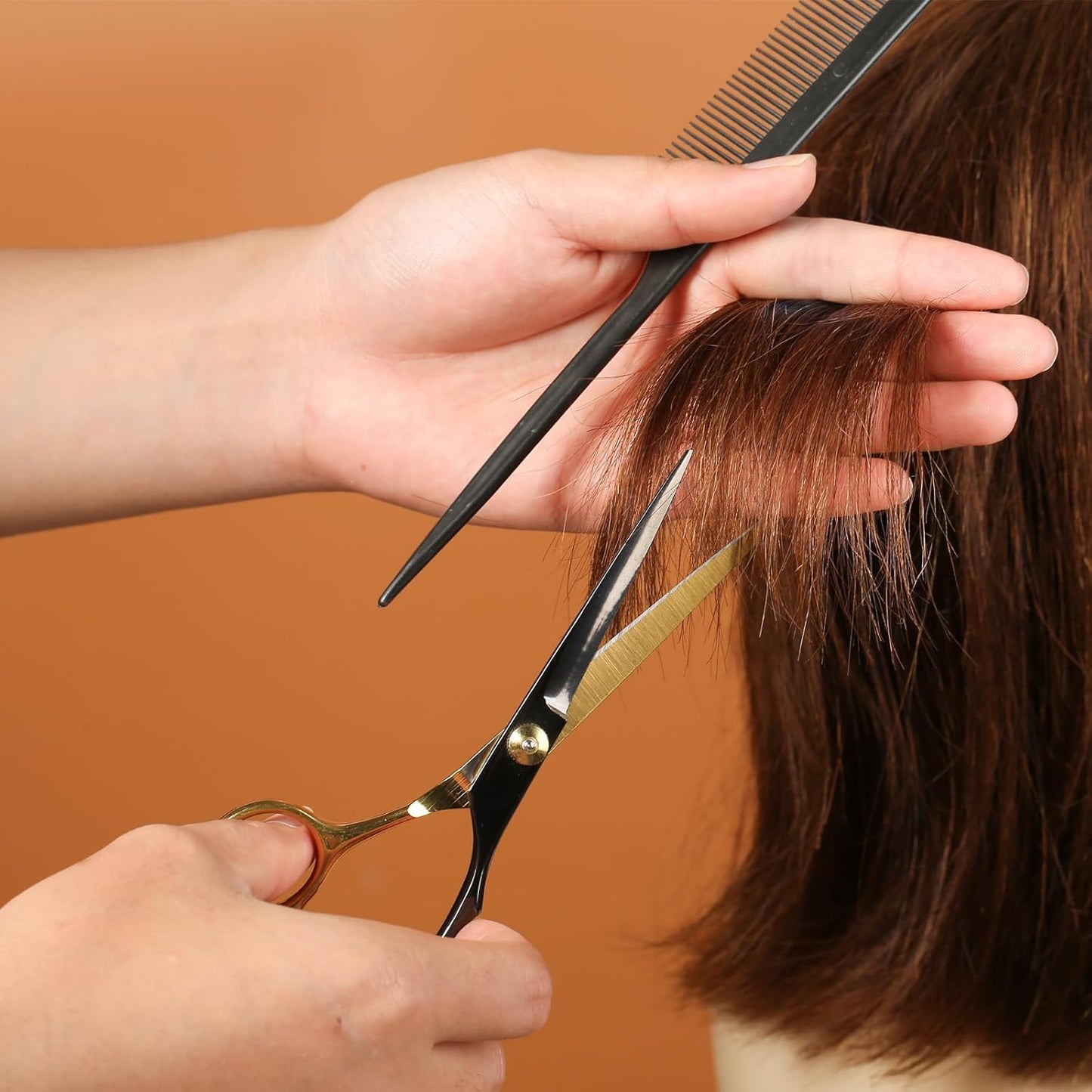 15 pcs Hair Cutting Scissors Professional, Thinning Shears for Hair Cutting, Black Gold Stainless Steel Barber Scissors, Lengnoyp Haircut Scissors Hair Cutting Kit for Women, Men