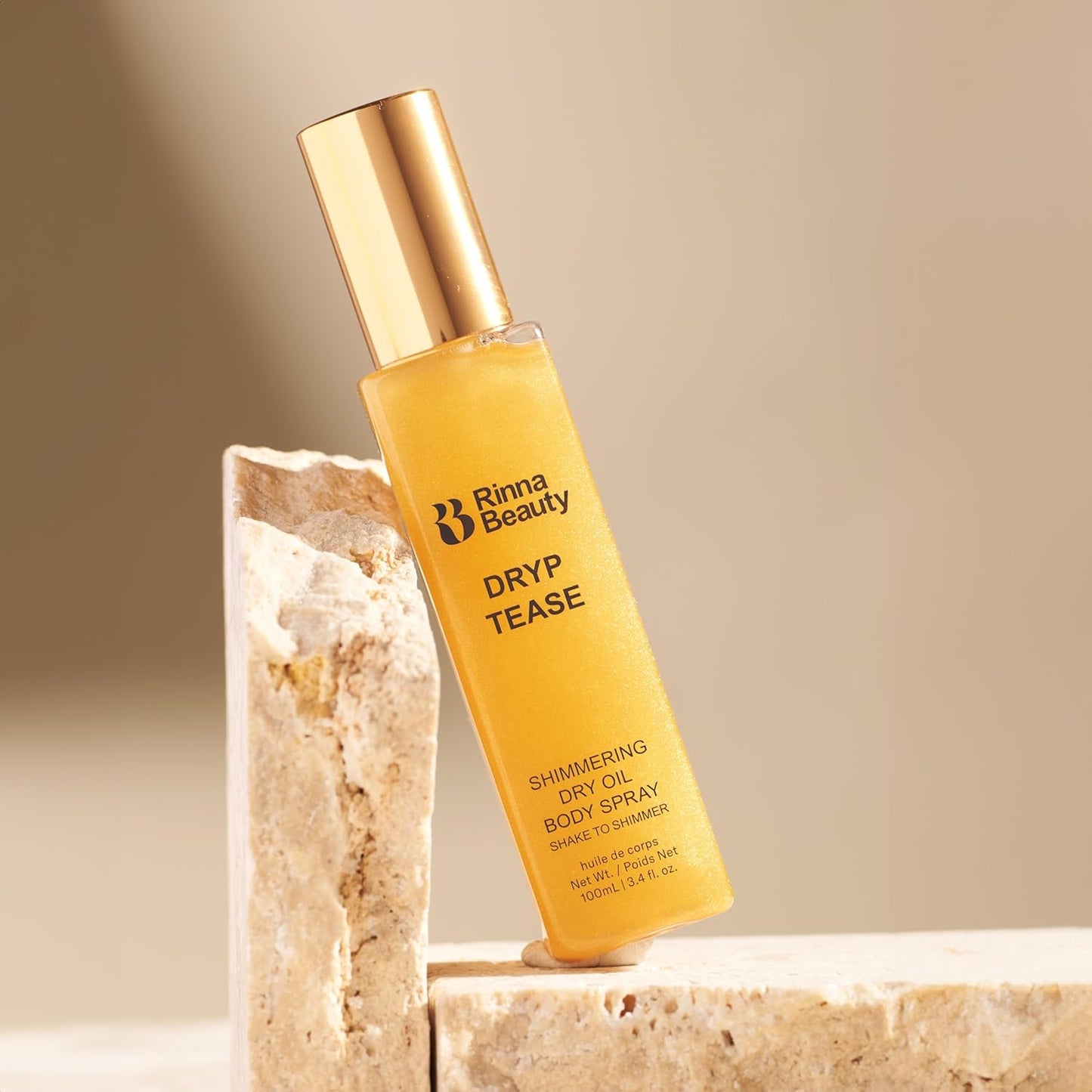 Rinna Beauty Dryp Tease Dry Body Oil Spray - Shimmering - Helps Moisturize Dry Skin, Smooth Wrinkles, & Anti-Aging - Vegan, Cruelty-Free, & Paraben-Free - 3.4 Fl Oz