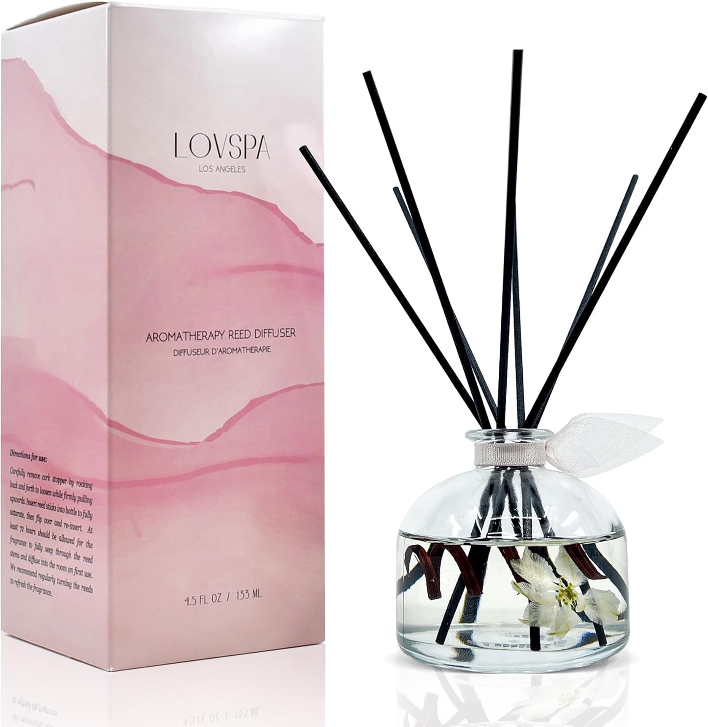 LOVSPA Reed Diffuser Set, Soothe Tahitian Vanilla Bean Scented Oil Diffuser with Sticks, Home Fragrance Accessories for Bathroom Shelf Decor, Aroma Diffusers for Home or Office Fall Decor, USA Made