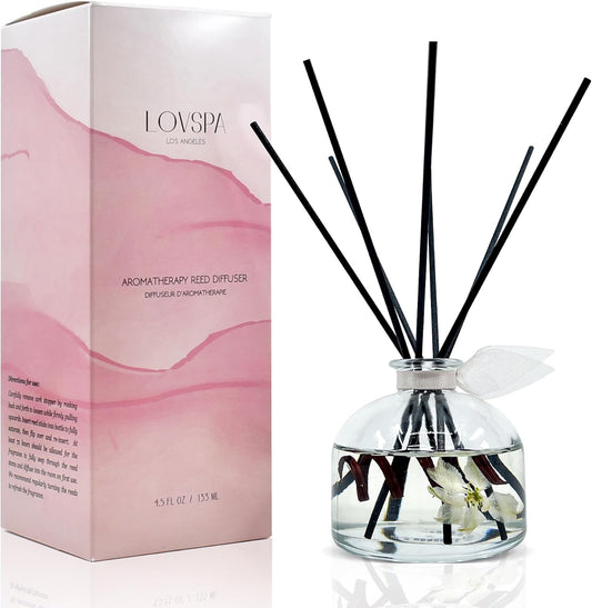 LOVSPA Reed Diffuser Set, Soothe Tahitian Vanilla Bean Scented Oil Diffuser with Sticks, Home Fragrance Accessories for Bathroom Shelf Decor, Aroma Diffusers for Home or Office Fall Decor, USA Made