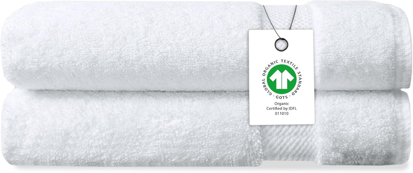 Delara Organic Cotton Luxuriously Plush Hand Towel Pack of 2 | GOTS & OEKO-TEX Certified | Premium Hotel Quality Towels | Feather Touch Technology|650 GSM Long Staple|Soft, Quick Dry & Ultra-Absorbent