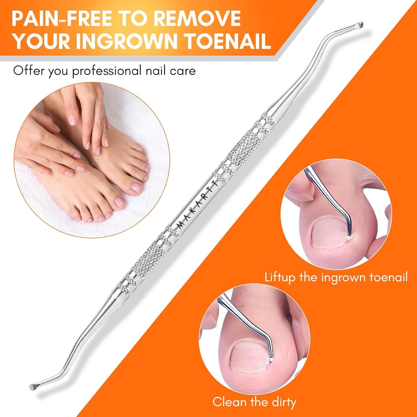 Makartt Ingrown Toenail Clippers with Nail Lifter, Stainless Steel Podiatrist Kit for Thick Nails, Manicure & Pedicure Tools for Men, Women & Seniors